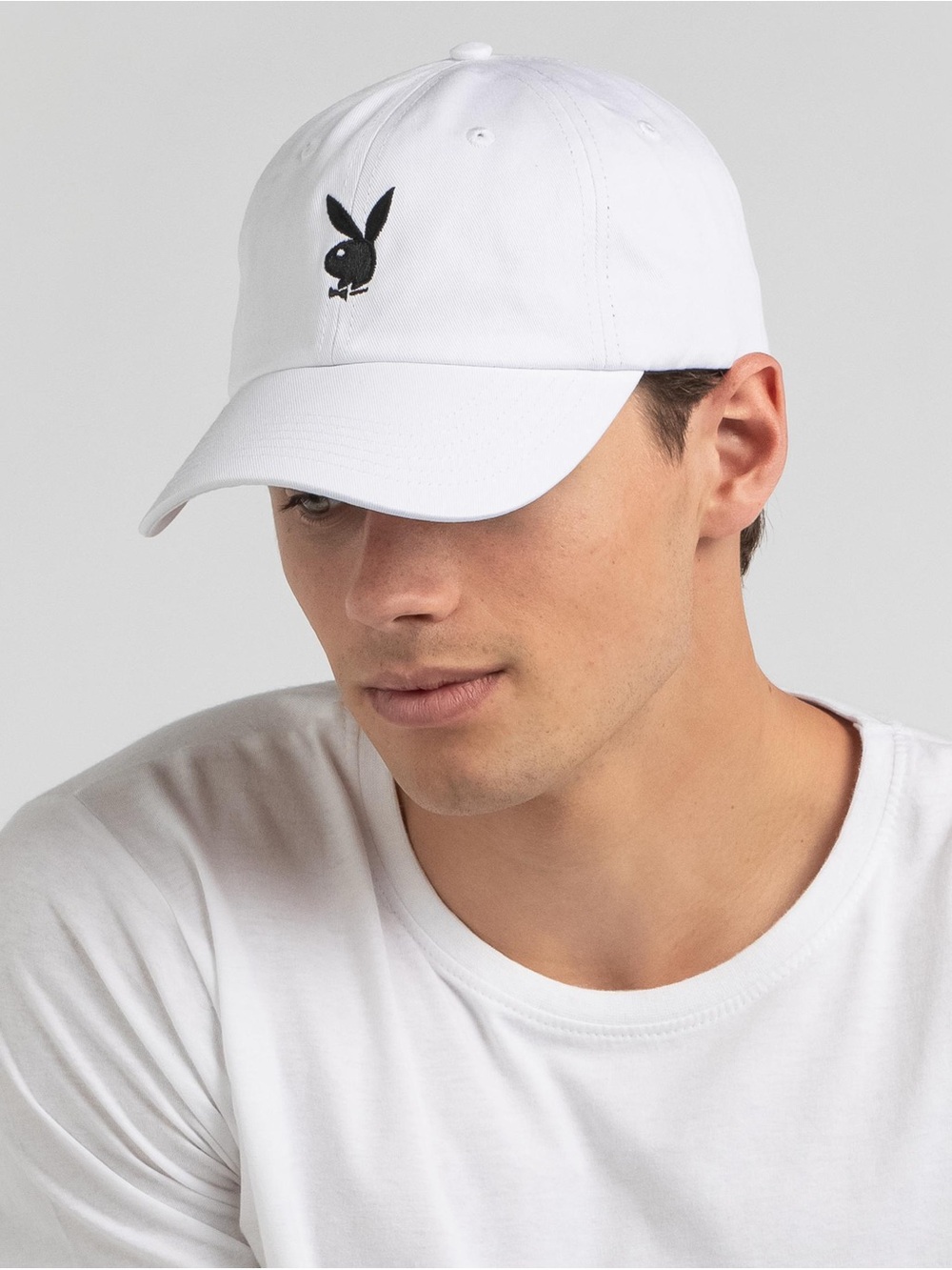 PLAYBOY White Cap with Black Bunny Logo - Men